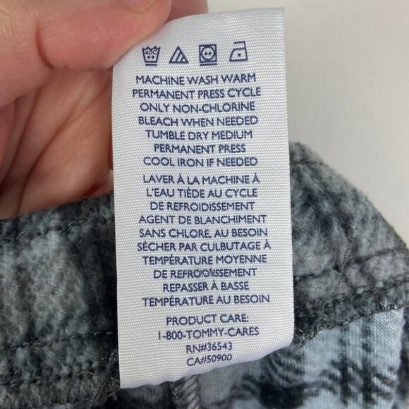 Tommy Hilfiger Blue Plaid Fleece Pyjama Pants Size Medium Pockets Pajama Bottoms - Picture 9 of 13